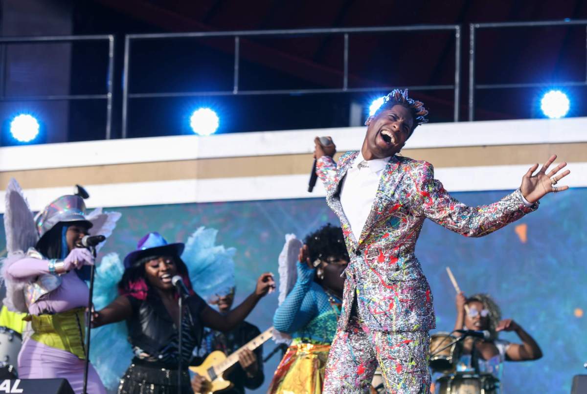 Jon Batiste performs at the 2021 Global Citizen Live concert at Central Park in New York