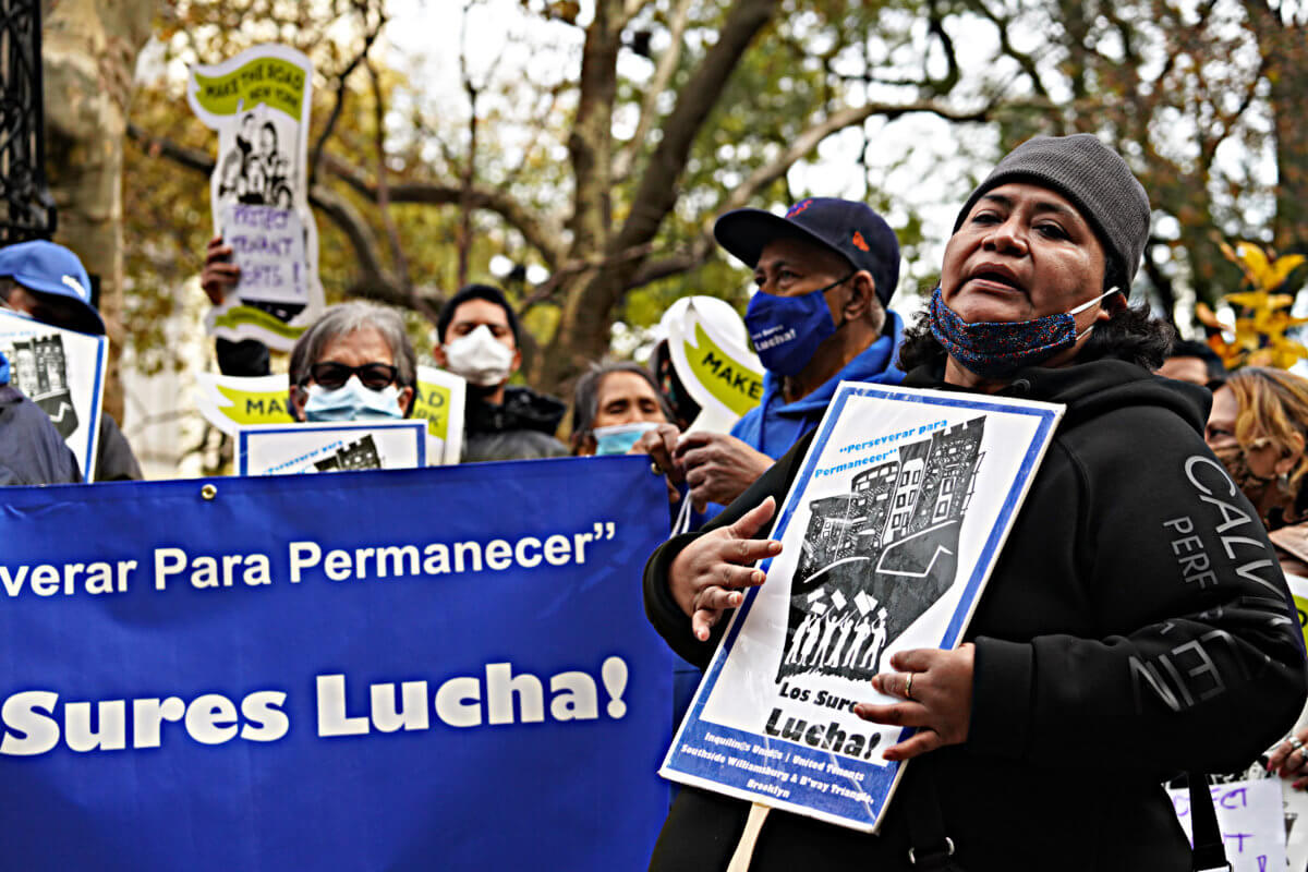 Tenants rally at City Hall Park urging more programs to protect renters from mass eviction in months ahead 7