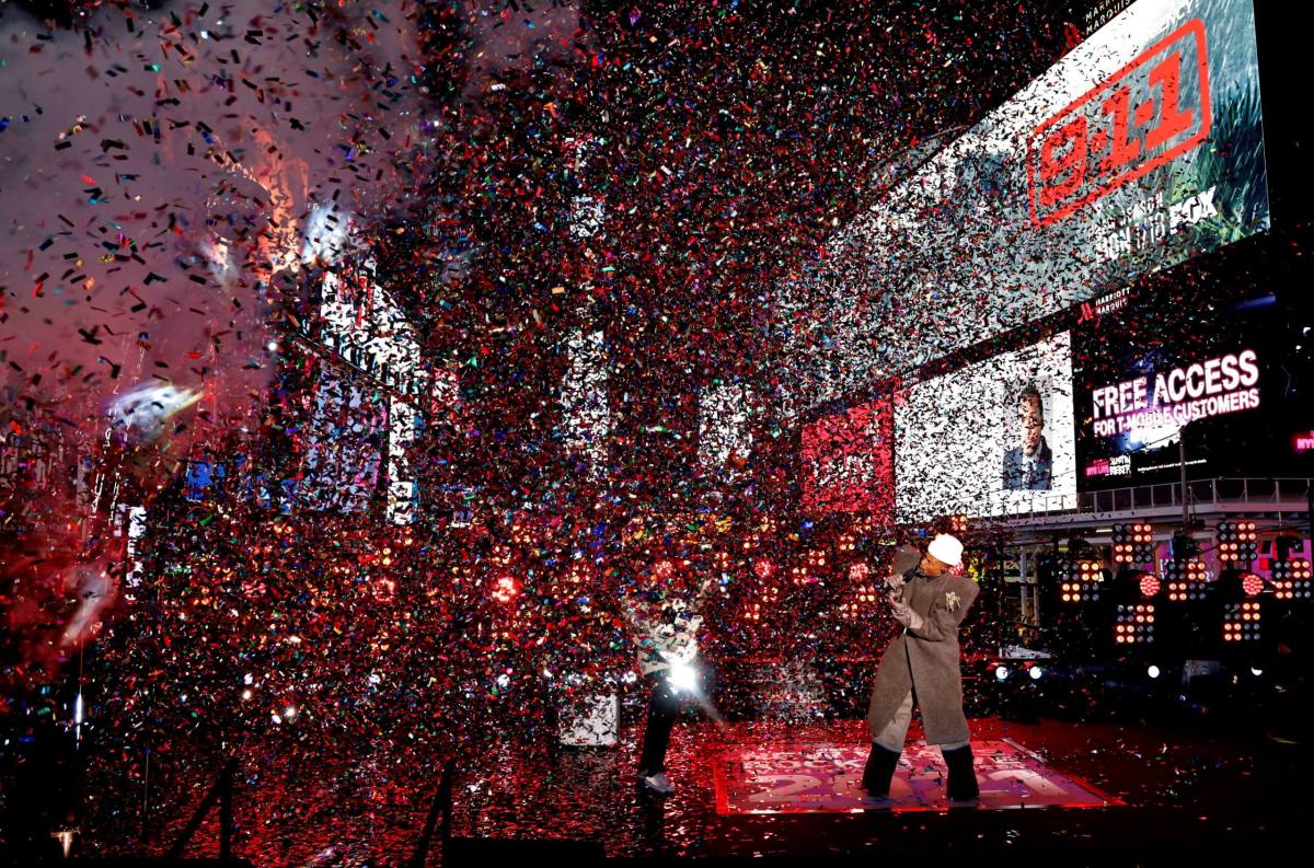 Porter performs in Times Square on New Years Eve in New York City