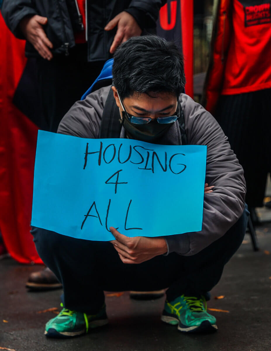 Protesters march through Lower Manhattan calling for an end to winter evictions 9