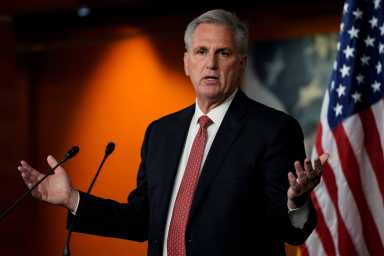 House Minority Leader Kevin McCarthy (R-CA) holds his weekly news conference with Capitol Hill reporters in Washington