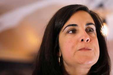 Republican congressional candidate for New York’s 11th district, Nicole Malliotakis looks on during a speech at the Staten Island Republican Party Headquarters election night watch party