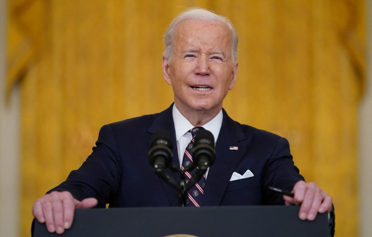 U.S. President Joe Biden delivers remarks on Russia-Ukraine situation from the White House in Washington