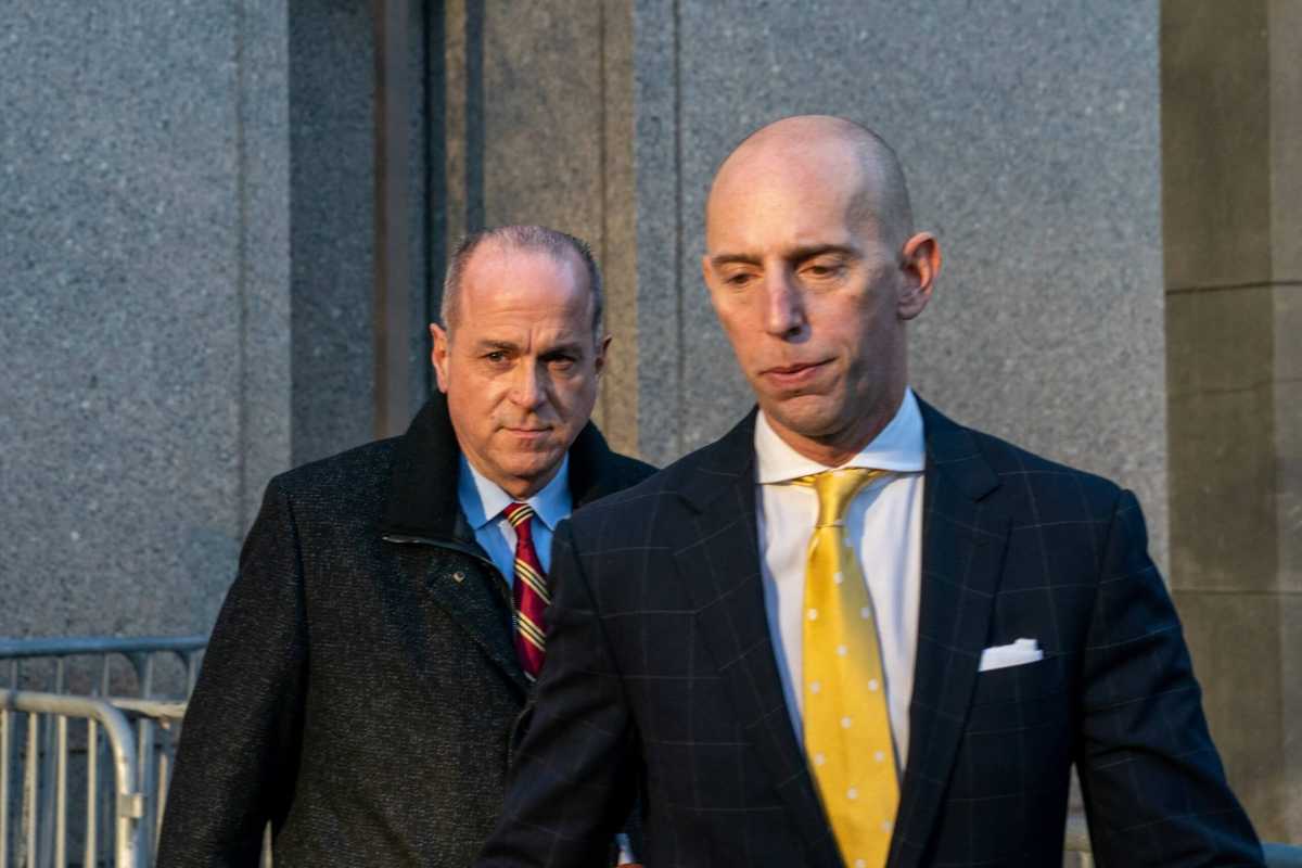 Ed Mullins, former president of the NYPD Sergeants Benevolent Association exits following his initial court appearance at the United States Courthouse in New York