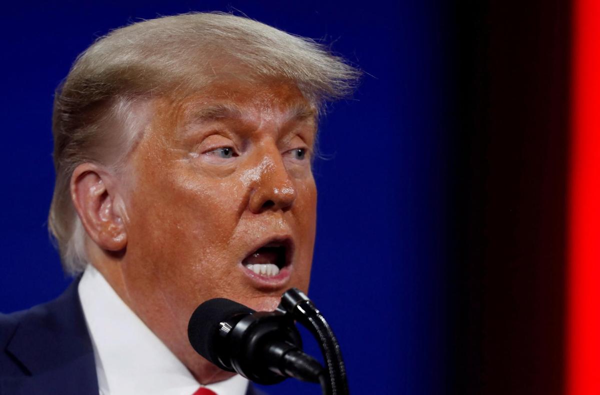 FILE PHOTO: Former U.S. President Donald Trump speaks at the Conservative Political Action Conference in Orlando