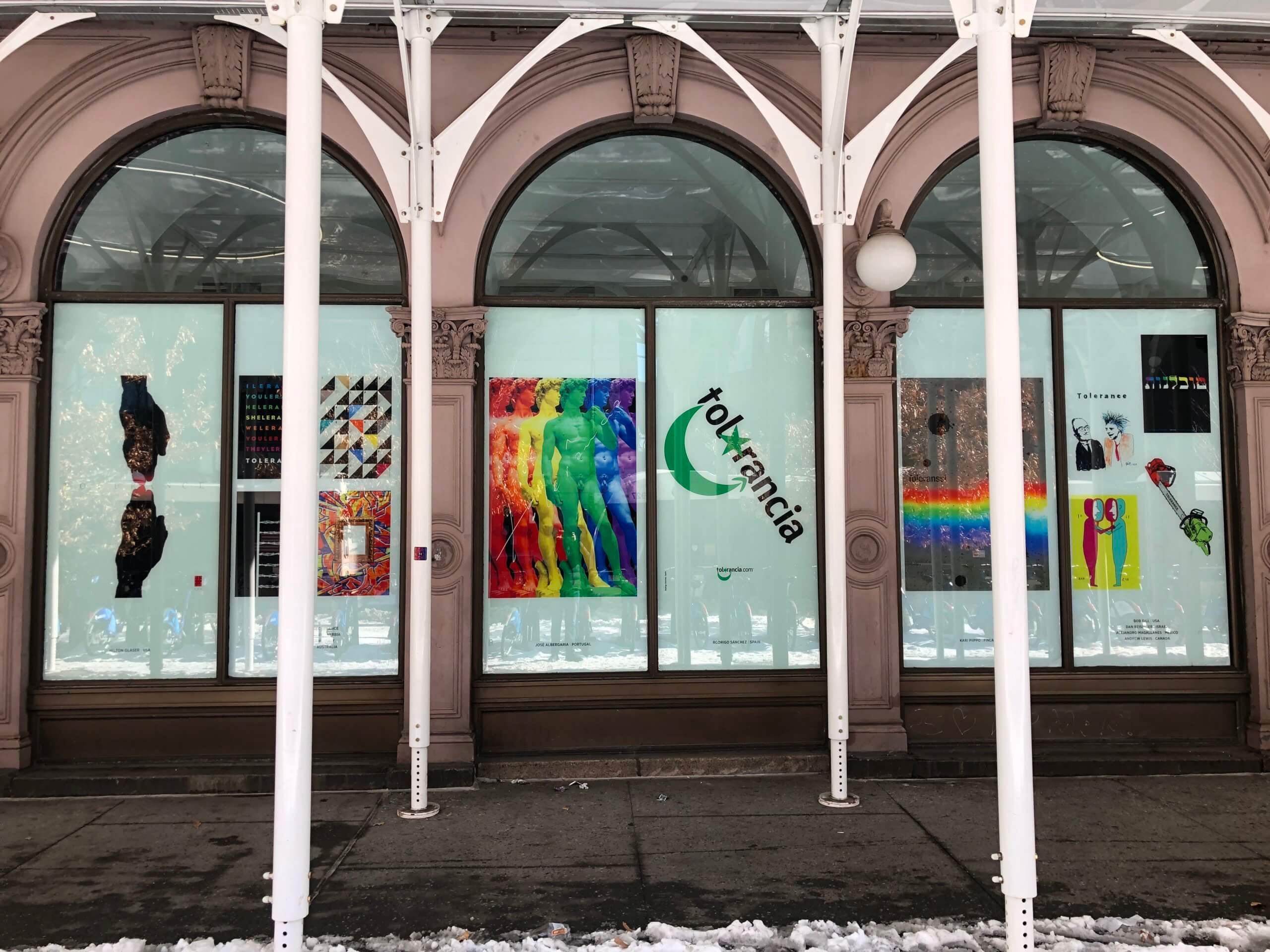 Tolerance posters designed by artists from around the world to be on display in the East Village 7