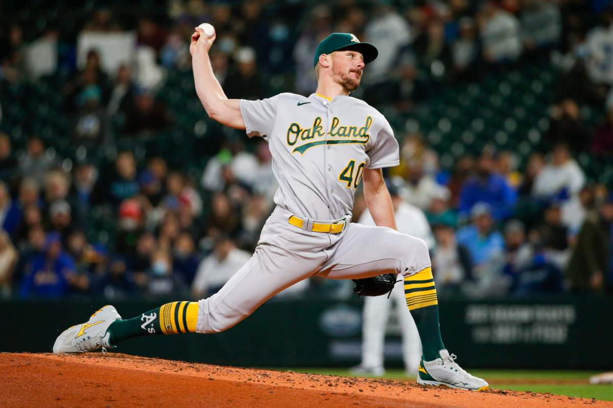 Chris Bassitt on the mound for the A's