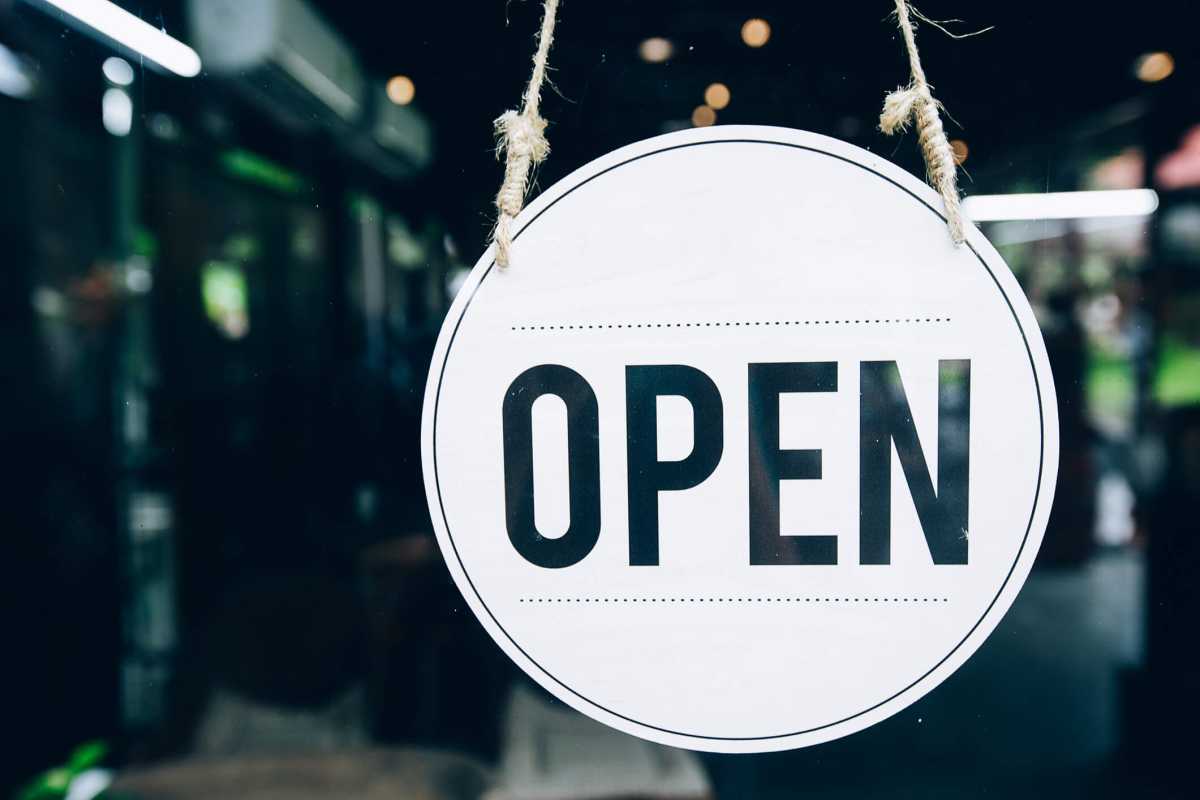 Open sign at coffee cafe