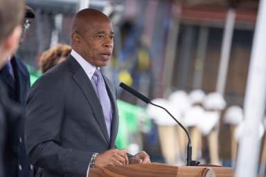 Mayor Eric Adams speaks about economic development.