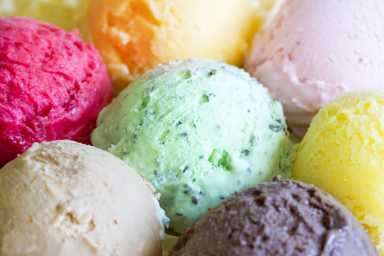 Colorful scoops ice cream background concept