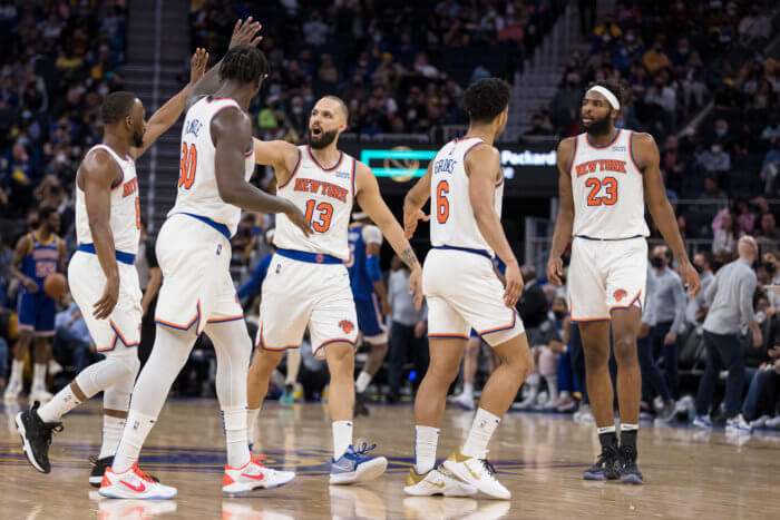 James Dolan to finally sell Knicks? New report says it's likely 2 Knicks guard Evan Fournier celebrates with guard Kemba Walker and forward Julius Randle.