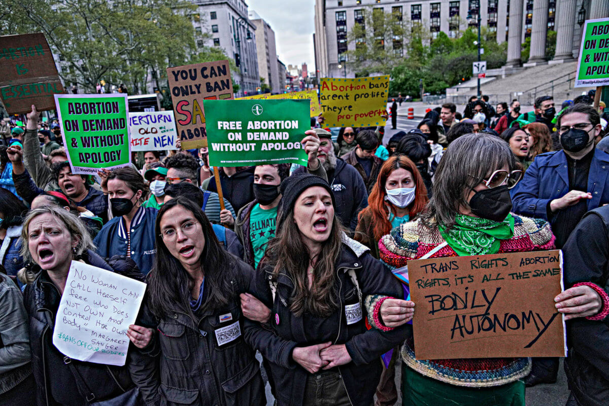 New Yorkers march through Lower Manhattan in protest of Roe v. Wade potential overturn 13