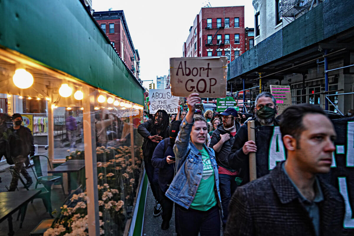 New Yorkers march through Lower Manhattan in protest of Roe v. Wade potential overturn 18