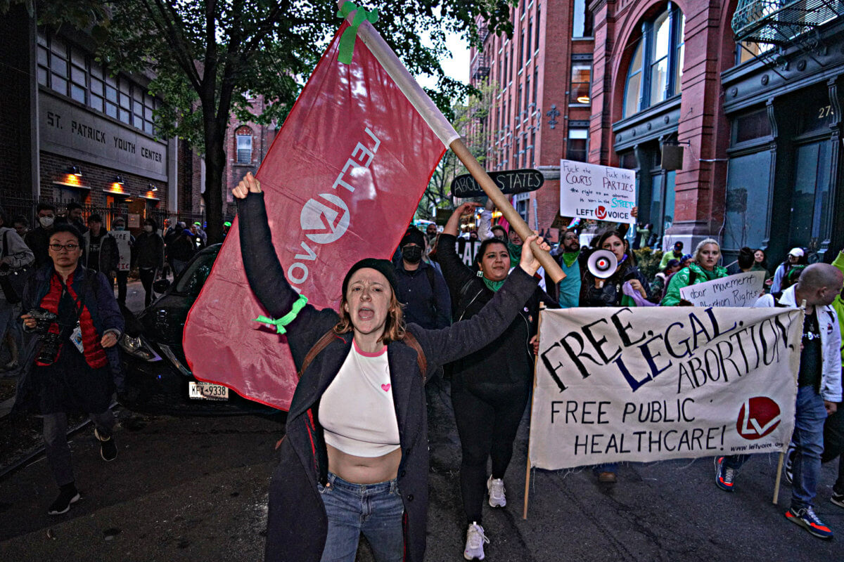 New Yorkers march through Lower Manhattan in protest of Roe v. Wade potential overturn 19
