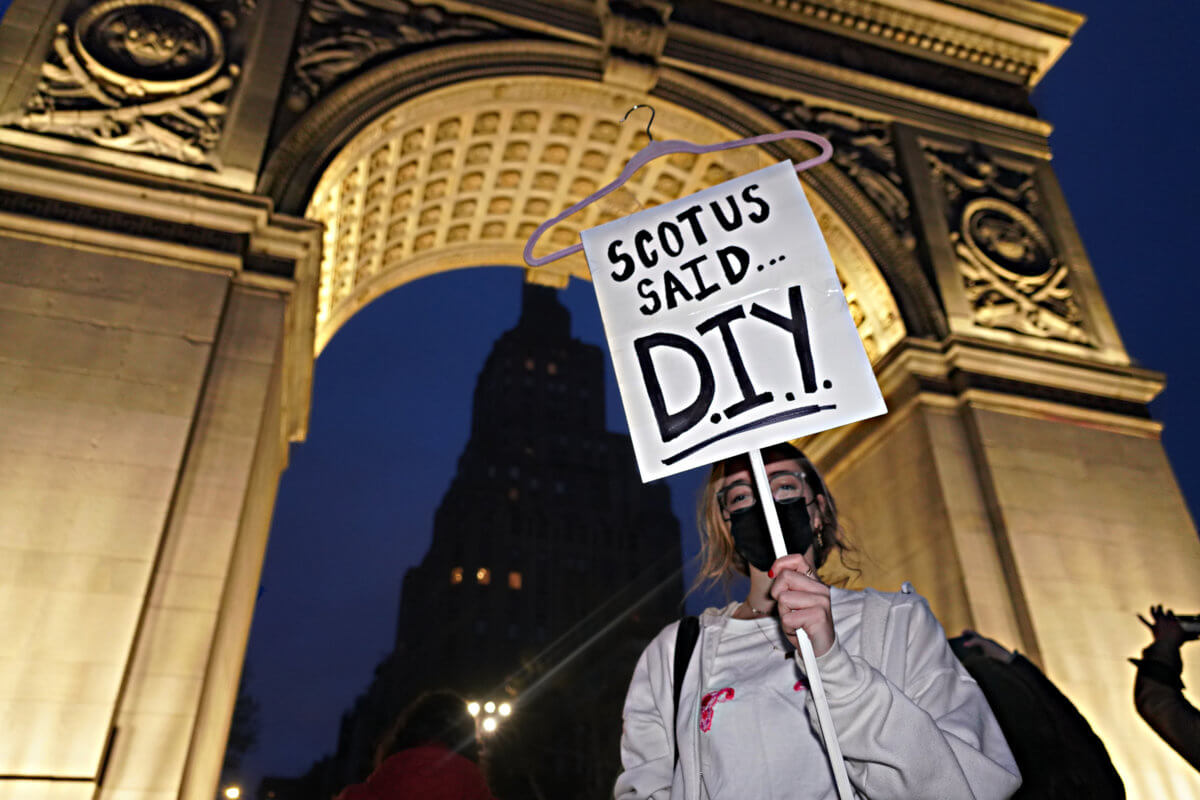New Yorkers march through Lower Manhattan in protest of Roe v. Wade potential overturn 21