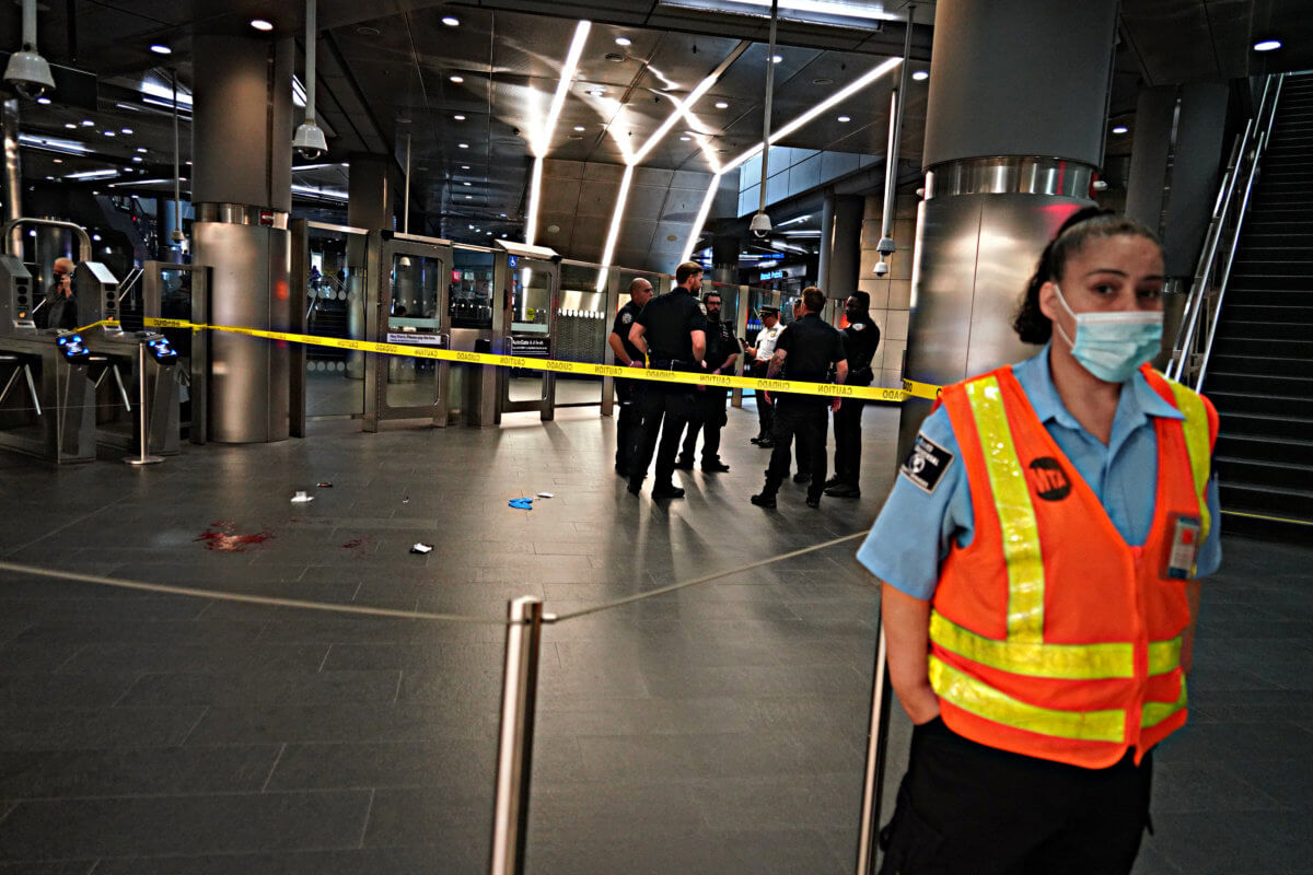 Police are searching for a man who slashed a woman inside Fulton Street Station 5