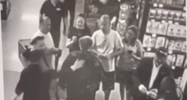 Surveillance video shows the interaction between Rudy Giuliani and Daniel Gill at a ShopRite on Staten Island.