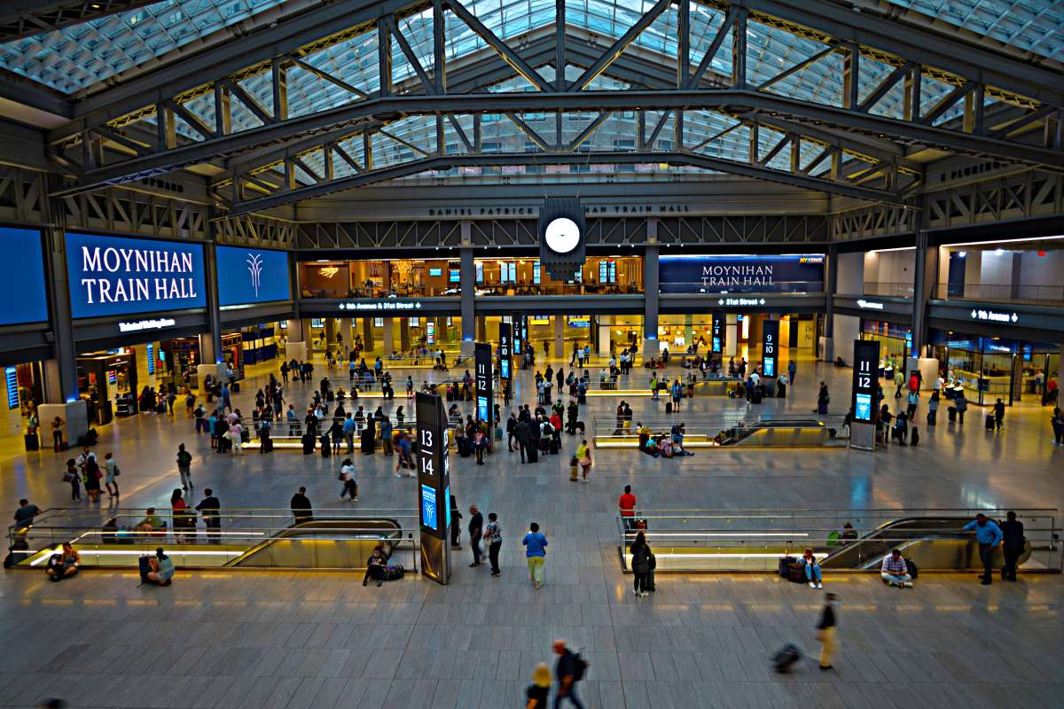 Madison Square Garden permit renewal hearing dominated by talk off Penn Station renovation plans 2 Moynihan Train Hall at Penn Station