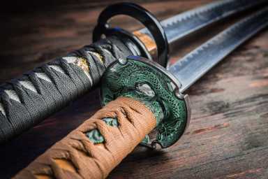 Sword of the samurai. Medieval Japanese weapons.