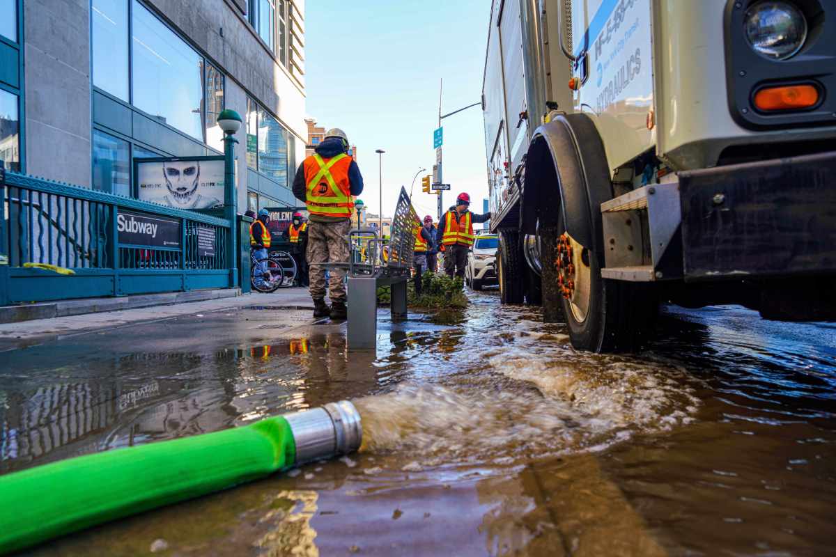 Canal Street subway station floods after water main break 4 The view of the water main break from the street level at Canal Street.