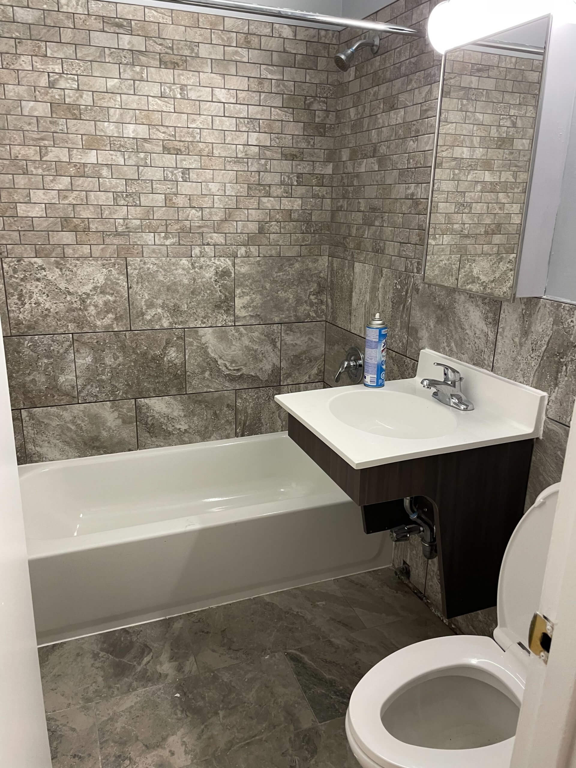 A renovated bathroom in an apartment
