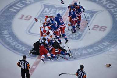 Rangers battle (literally) Flames Monday night