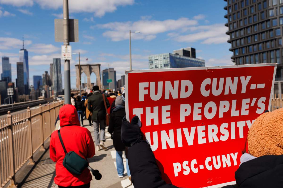 'Not a radical idea': Students, staff, supporters march over Brooklyn Bridge for CUNY funding 12 Students, teachers, union members and elected officials march over the Brooklyn Bridge calling for funding for CUNY