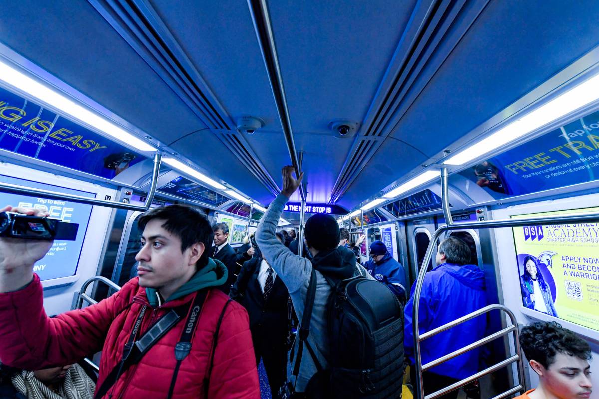 Riders on the brand new R211 subway cars