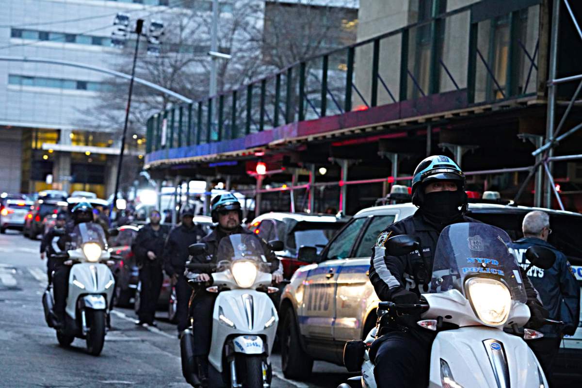 An increased police presence in Lower Manhattan after news broke of the impending indictment against former President Donald Trump
