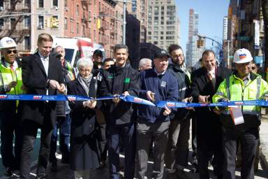 ribbon cutting at hell's kitchen super-sidewalk