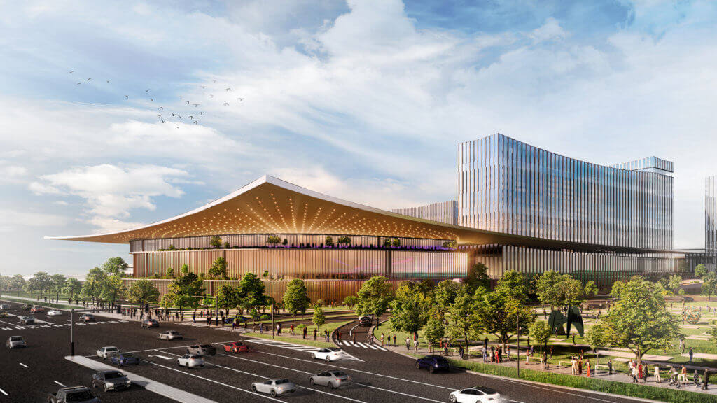 Rendering of the proposed casino at the Nassau Coliseum site Courtesy Las Vegas Sands