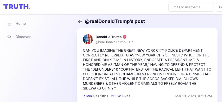 Trump challenges possibility of 'friendly' NYPD slapping the cuffs on him, should he be indicted 2 Donald Trump post