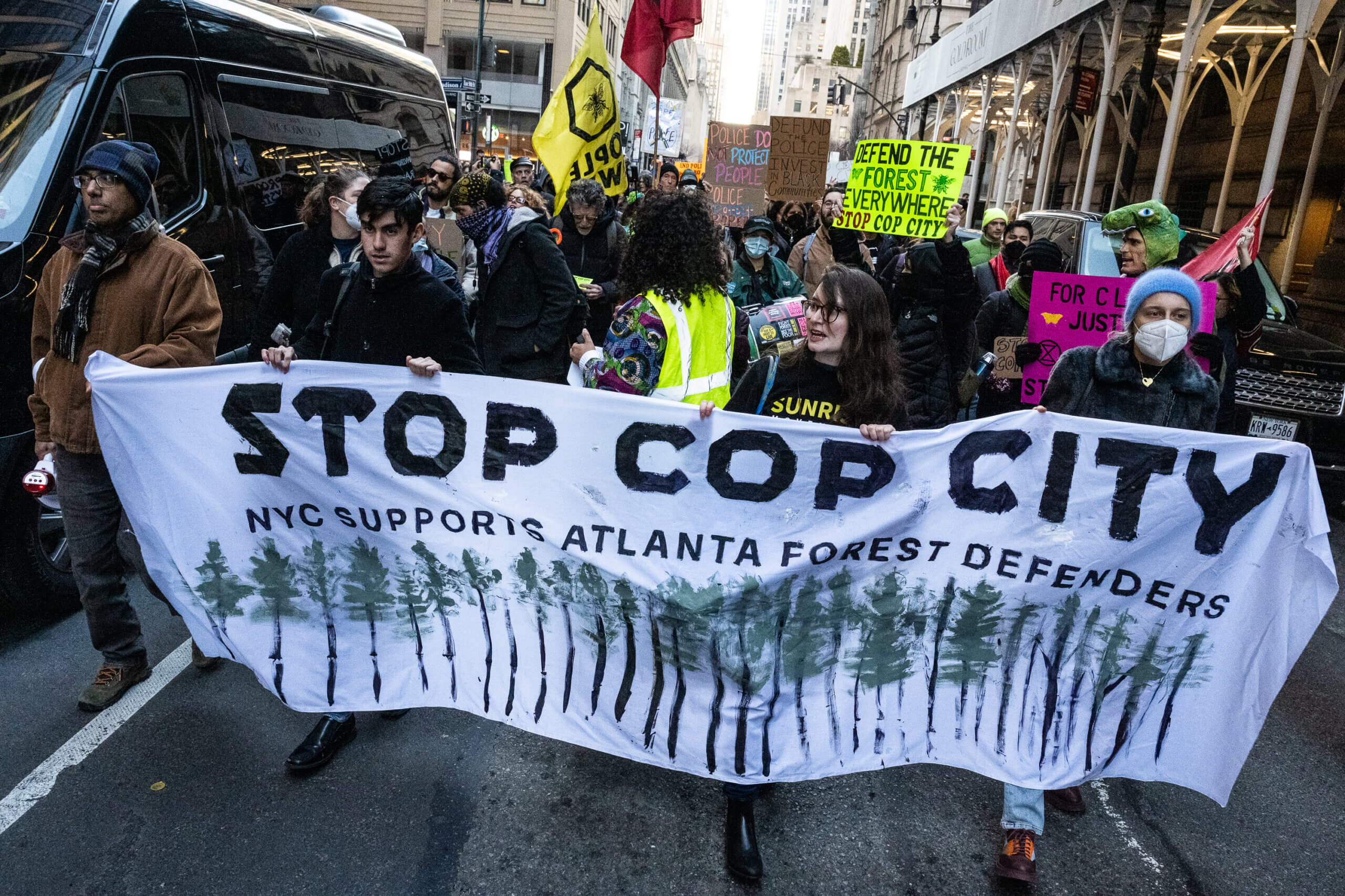 New York activists join national day of outcry over Atlanta's 'Cop City' 13 A diverse group of protestors