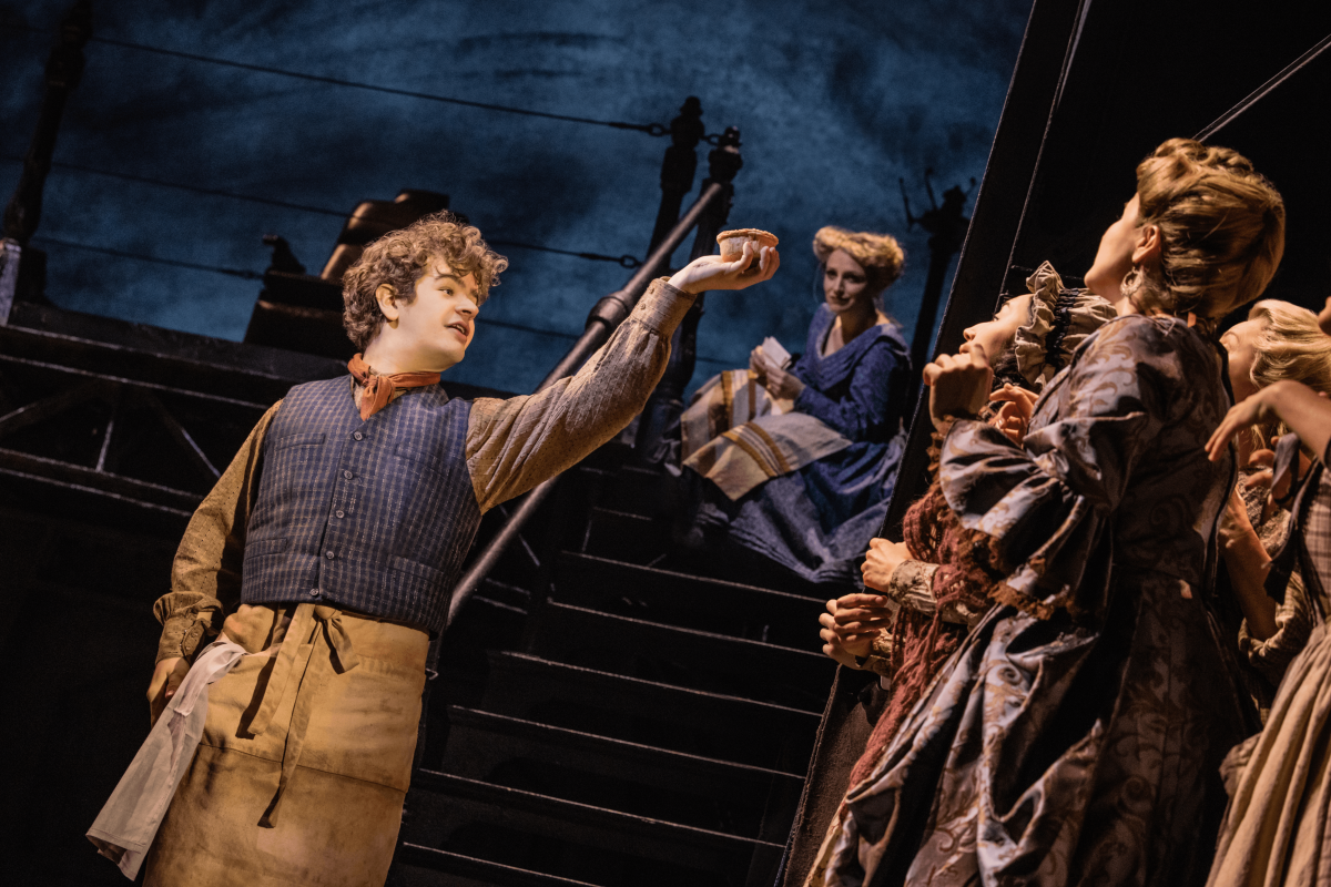 Gaten Matarazzo, Annaleigh Ashford, Alicia Kaori, DeLaney Westfall and Kristie Dale Sanders in the 2023 Broadway production of SWEENEY TODD
