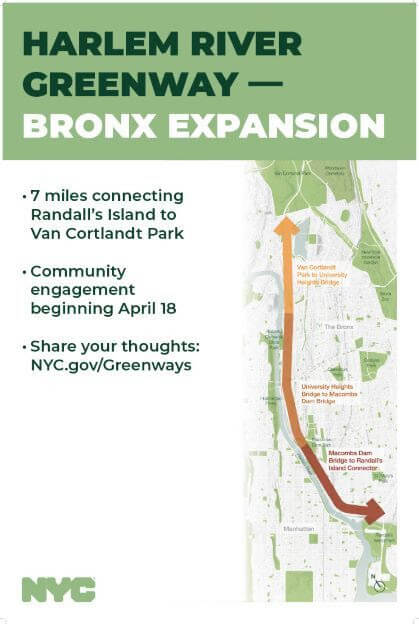 A new greenway the city is planning for the Bronx side of the Harlem River will run from Van Cortlandt Park to Randall's Island.