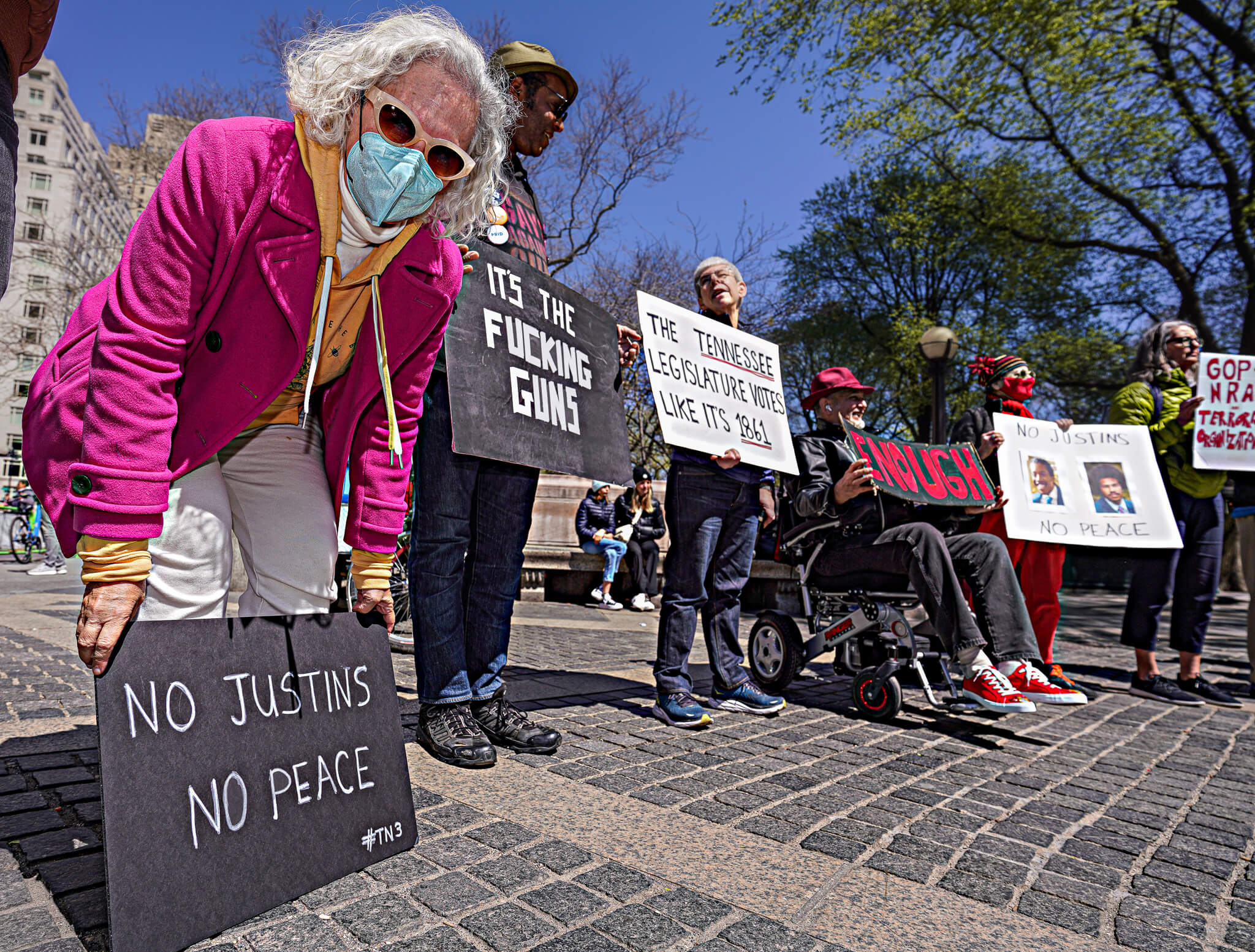 'No Justins, no peace': New Yorkers rally in Central Park against ouster of two Black Tennessee lawmakers 8 NewYorkers Rally