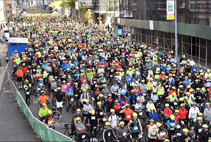 Five Boro Bike Tour draws riders from around the world for 40 mile trek 5 32,000 cyclists participate in the tour each year