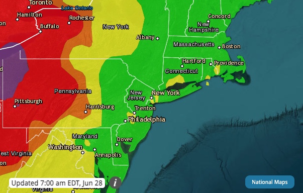 AIR QUALITY ALERT: NYC set to experience more smoke from Canadian wildfires through Thursday 2 Air Quality Map in New York City