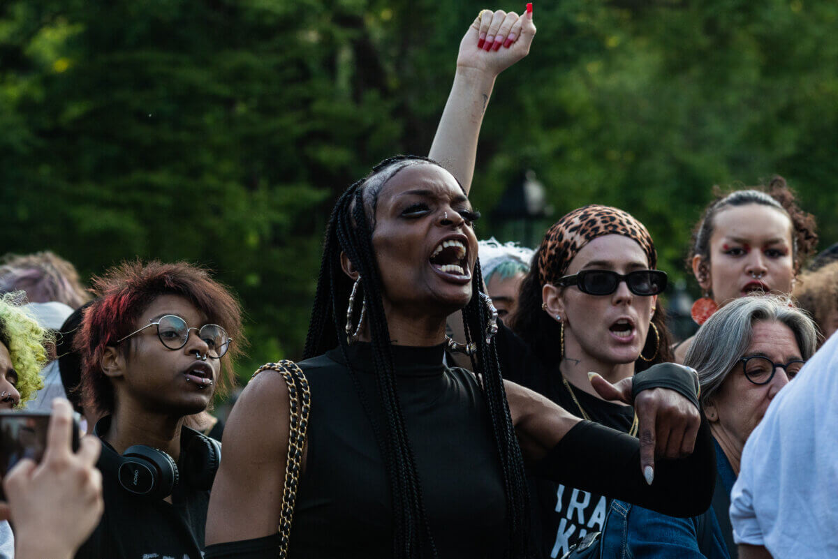 Transgender rights activists attend a rally in Washington