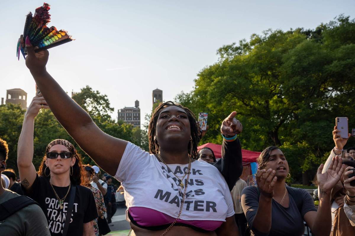 Black Transgender rights activist Qween Jean holds a rally in Washington Square Park on Wednesday, May 31, followed by a march through Greenwich Village.