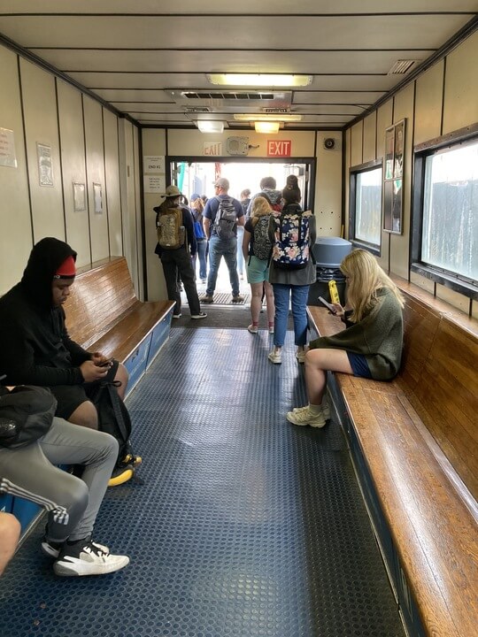 With 1,000 applicants for 140 seats, NYC’s Harbor School set for major expansion 11 Students and other commuters aboard a ferry headed from the southern tip of Manhattan to Governors Island
