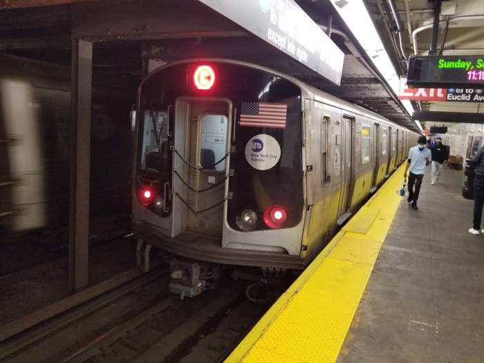 Subway train leaves station