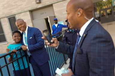 Mayor Eric Adams at school renaming