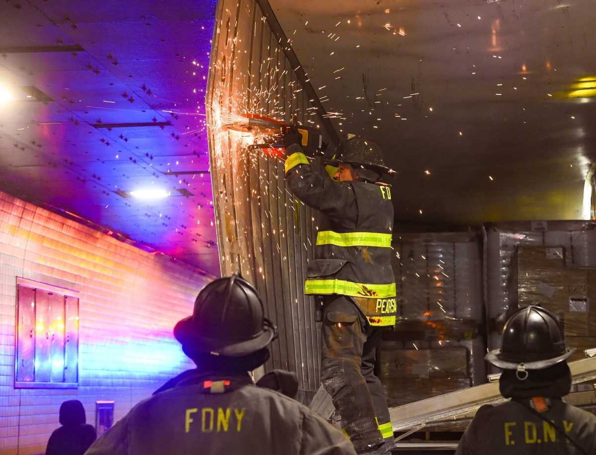 TBTA and FDNY respond to the west tube of the Hugh L. Carey Tunnel where an overheight Manhattan-bound tractor-trailer became stuck on Thursday, Sep 28, 2023.