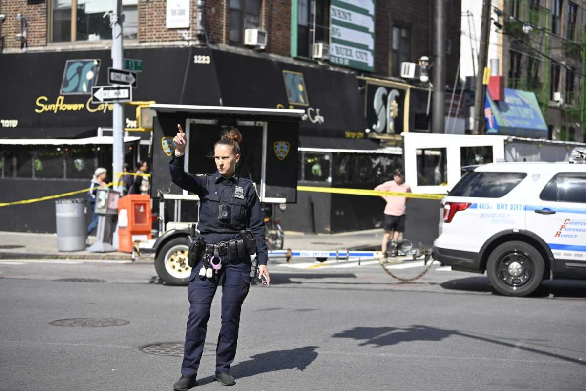 Police at the scene of a crash on Kings Highway in Midwood on Sept. 27, 2023.