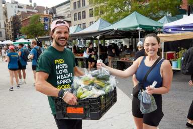 Dan Churchill (l) is one of the co-captains of Team City Harvest in this year's TCS NYC Marathon.