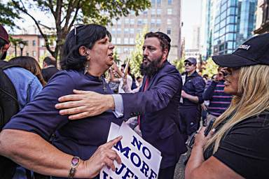 People protest antisemitism at Cooper Union