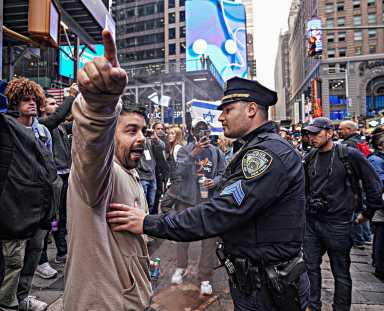Three protesters were arrested on Sunday.