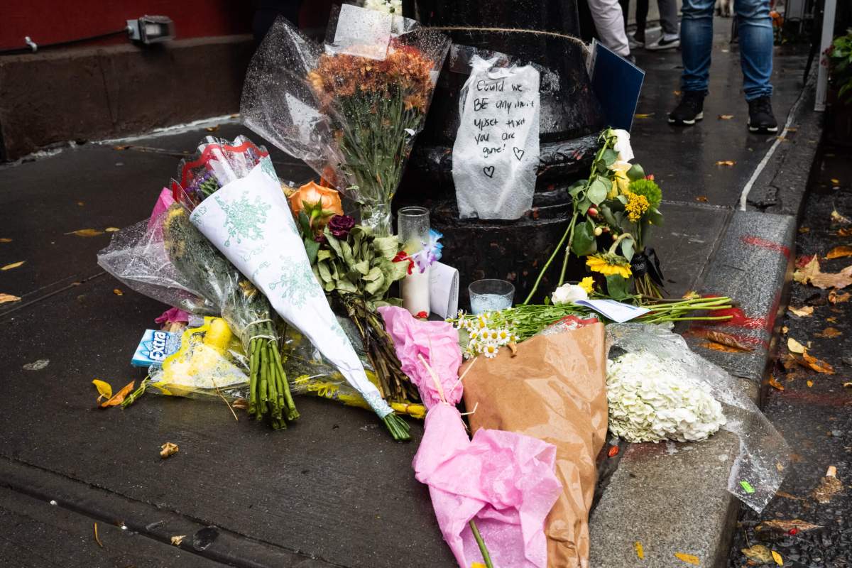 Makeshift memorial to Matthew Perry