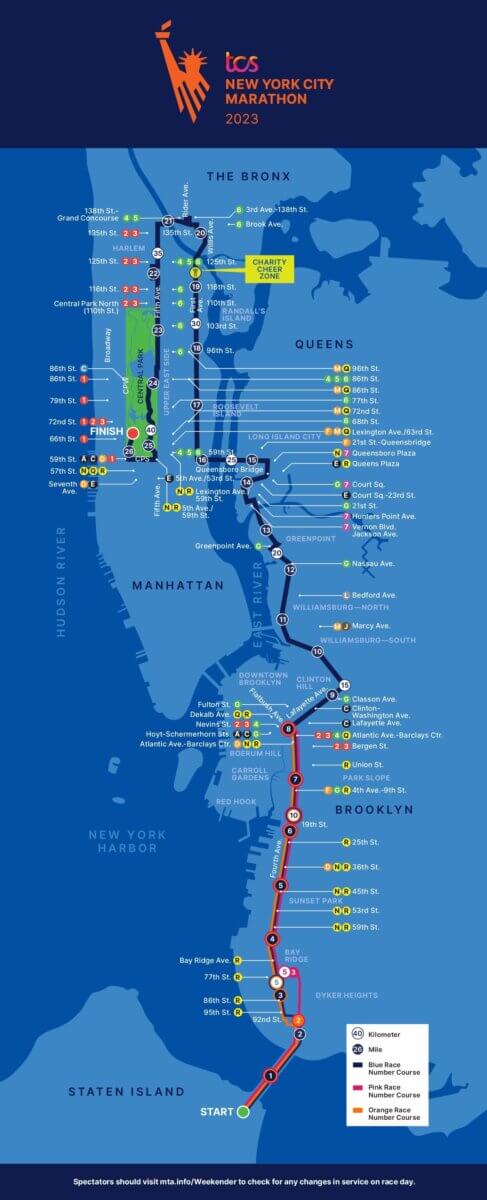 2023 New York City Marathon route